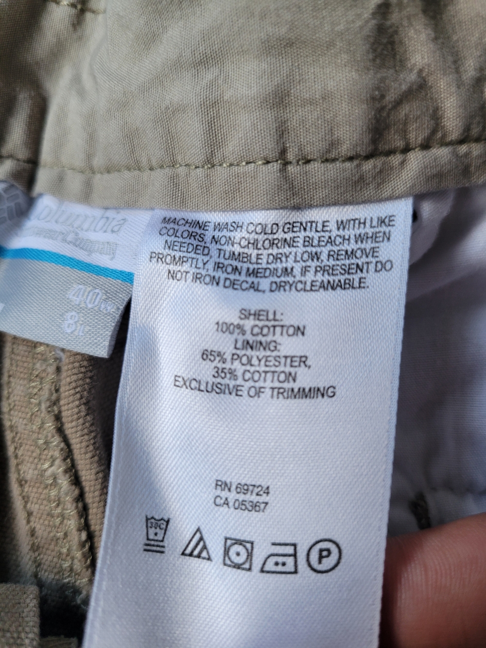 Columbia Men Size 40W 8L Flat Front Cargo Khaki Tan Shorts Workwear, Hiking - Picture 12 of 17